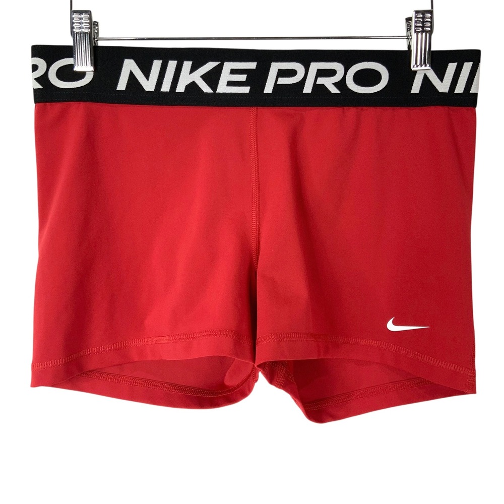 Nike Pro Red Athletic Shorts Large Elastic Waist Dri-FIT Compression 3in Inseam